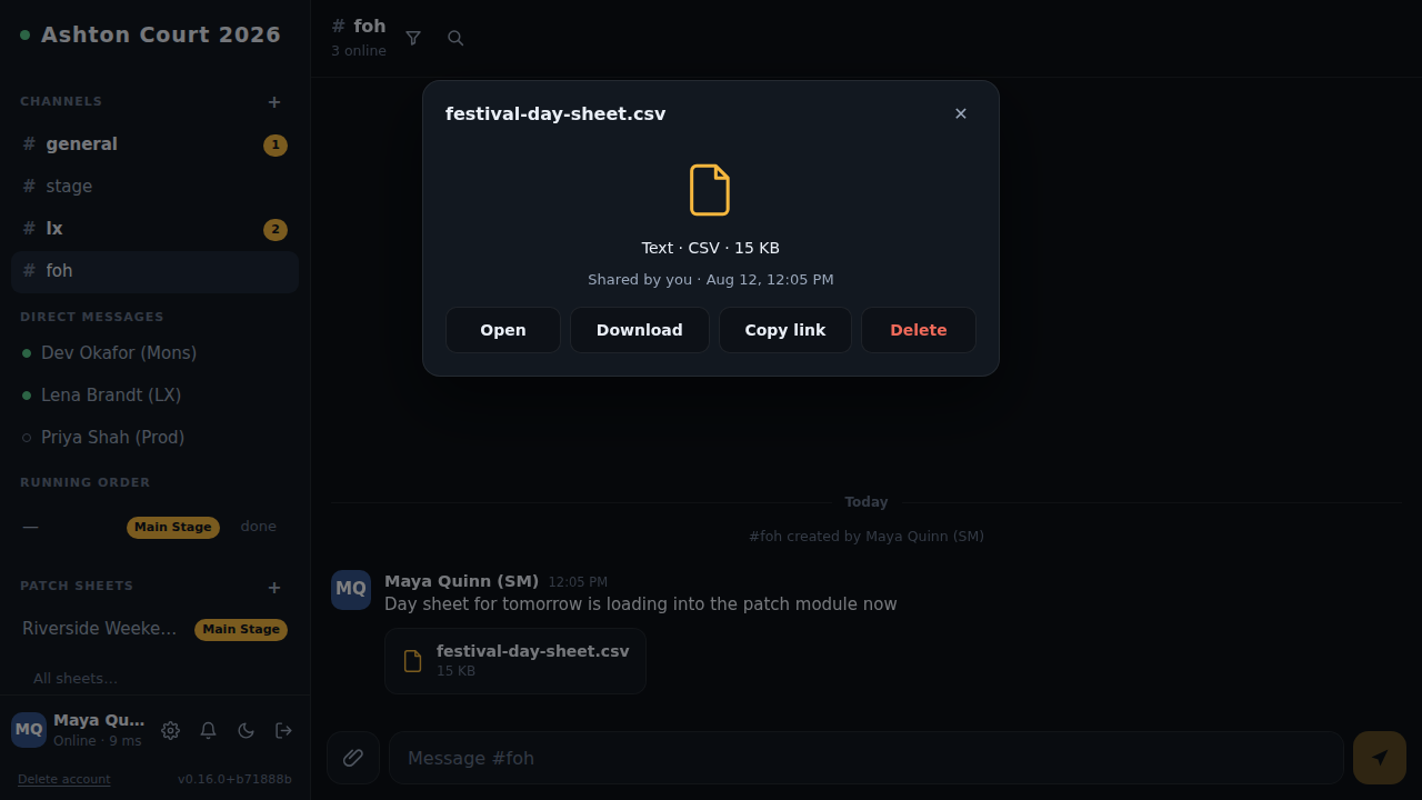 A shared file opened in the detail view